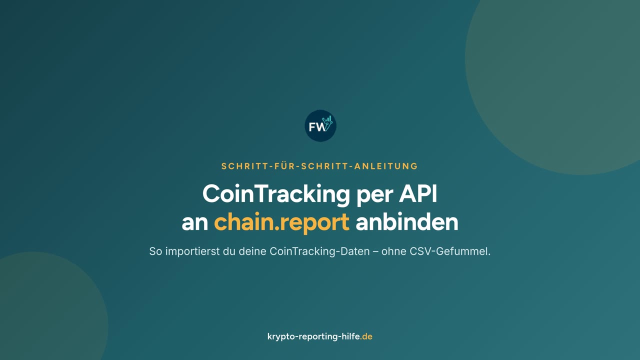 Vorschaubild der Videoanleitung: CoinTracking-Daten in chain.report importieren