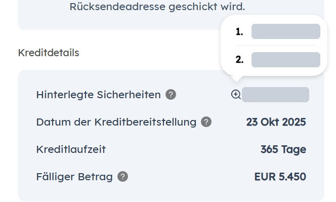 Firefish zeigt die hinterlegte Sicherheit in zwei Teilen an